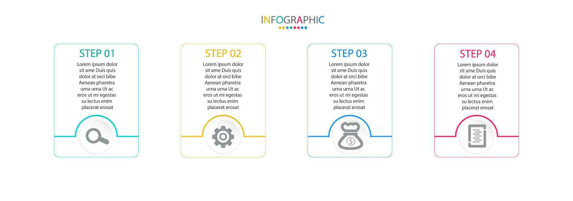 vettore Infografica moderno grafico modello con icone e 4 opzioni