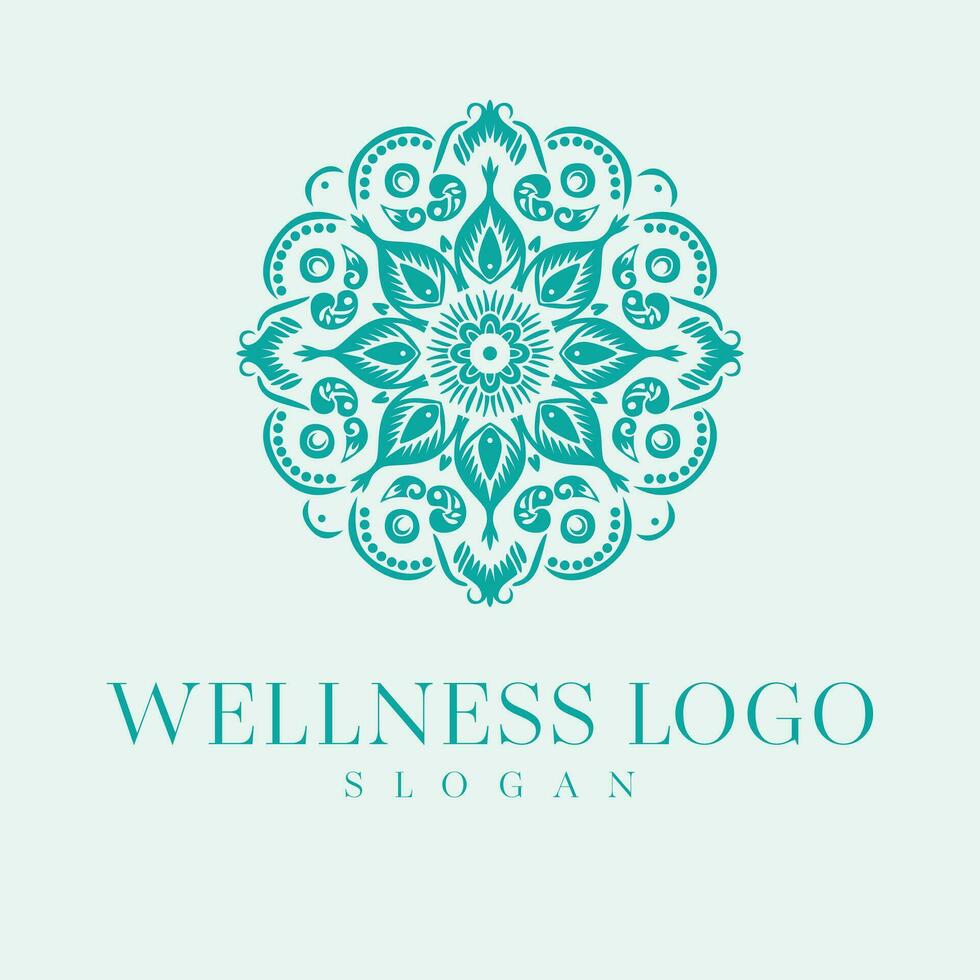 benessere vettore logo design. mandala floreale vettore emblema.