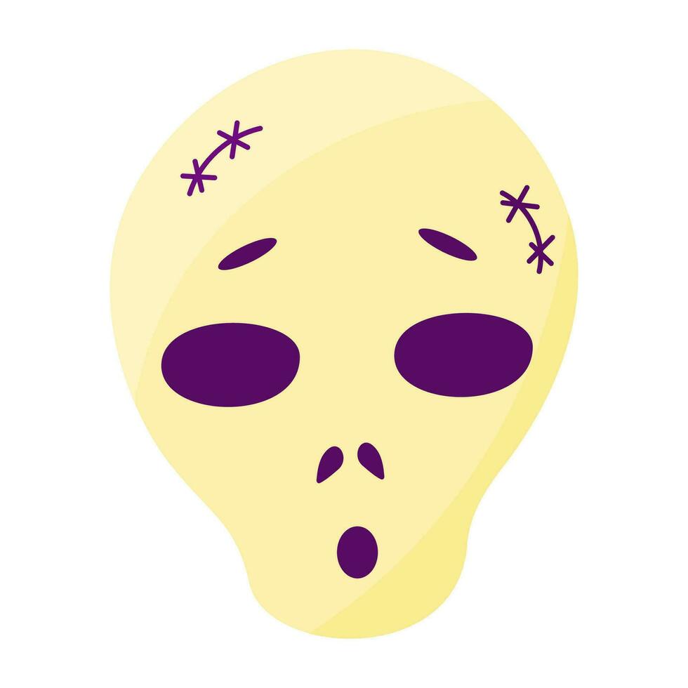 Halloween cranio emozione colore pauroso elemento icona vettore