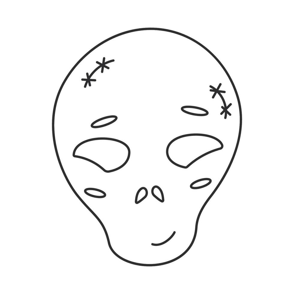 Halloween cranio linea nero pauroso elemento icona vettore