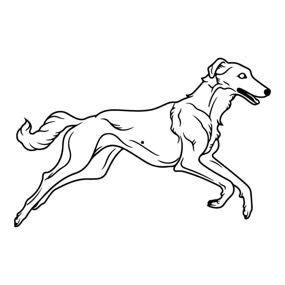 borzoi, mano disegnato cartone animato carattere, cane icona. vettore