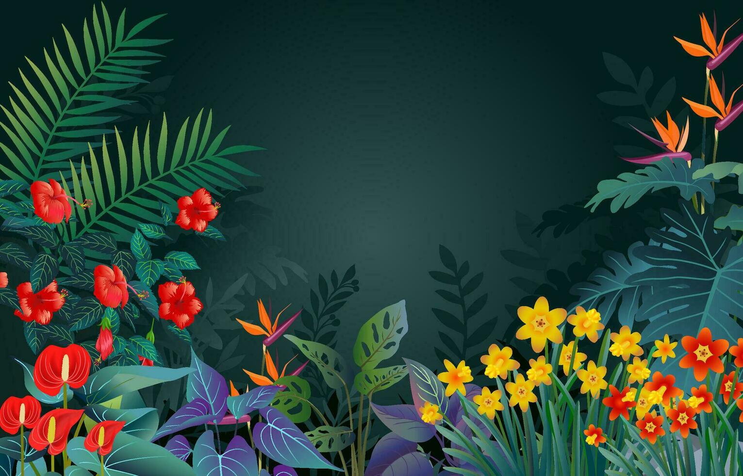 illustrazione di bellissimo tropicale foresta sfondo vettore