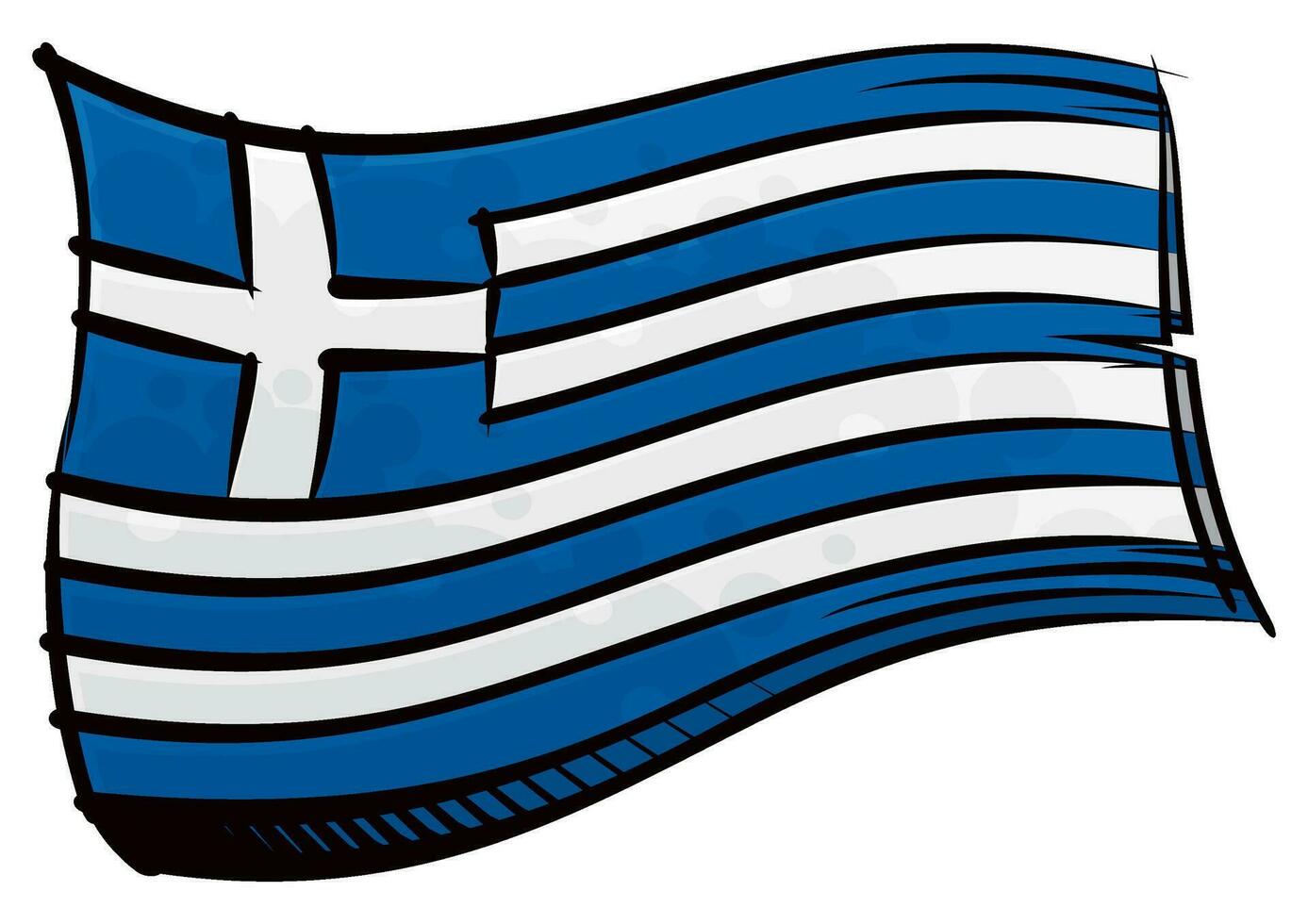 dipinto Grecia bandiera agitando nel vento vettore