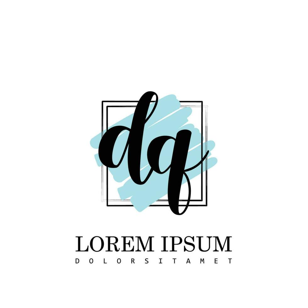 dq iniziale lettera grafia logo con piazza spazzola modello vettore