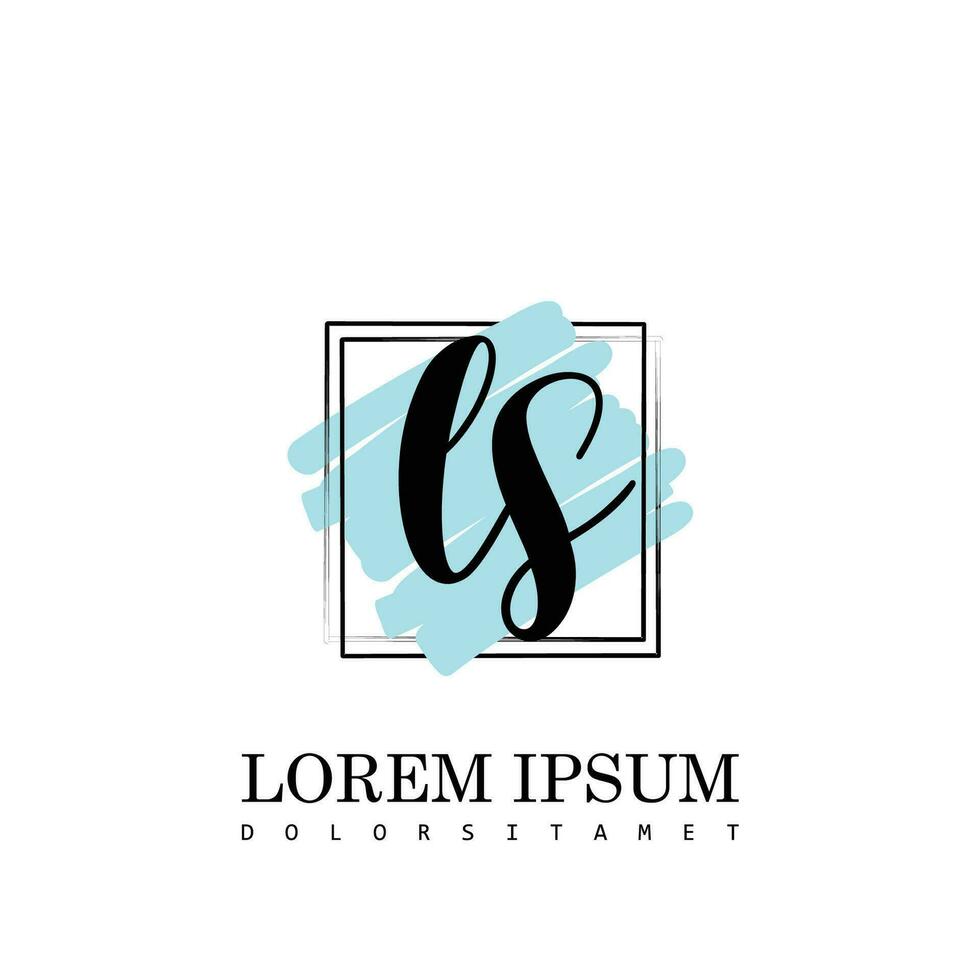 ls iniziale lettera grafia logo con piazza spazzola modello vettore