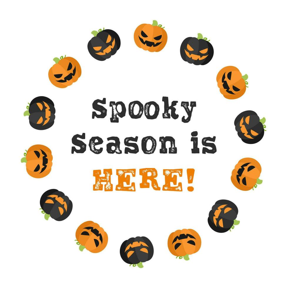 il giro Jack o lanterna Halloween telaio. spaventoso stagione è Qui testo. sociale media inviare carta modello vettore illustrazione.