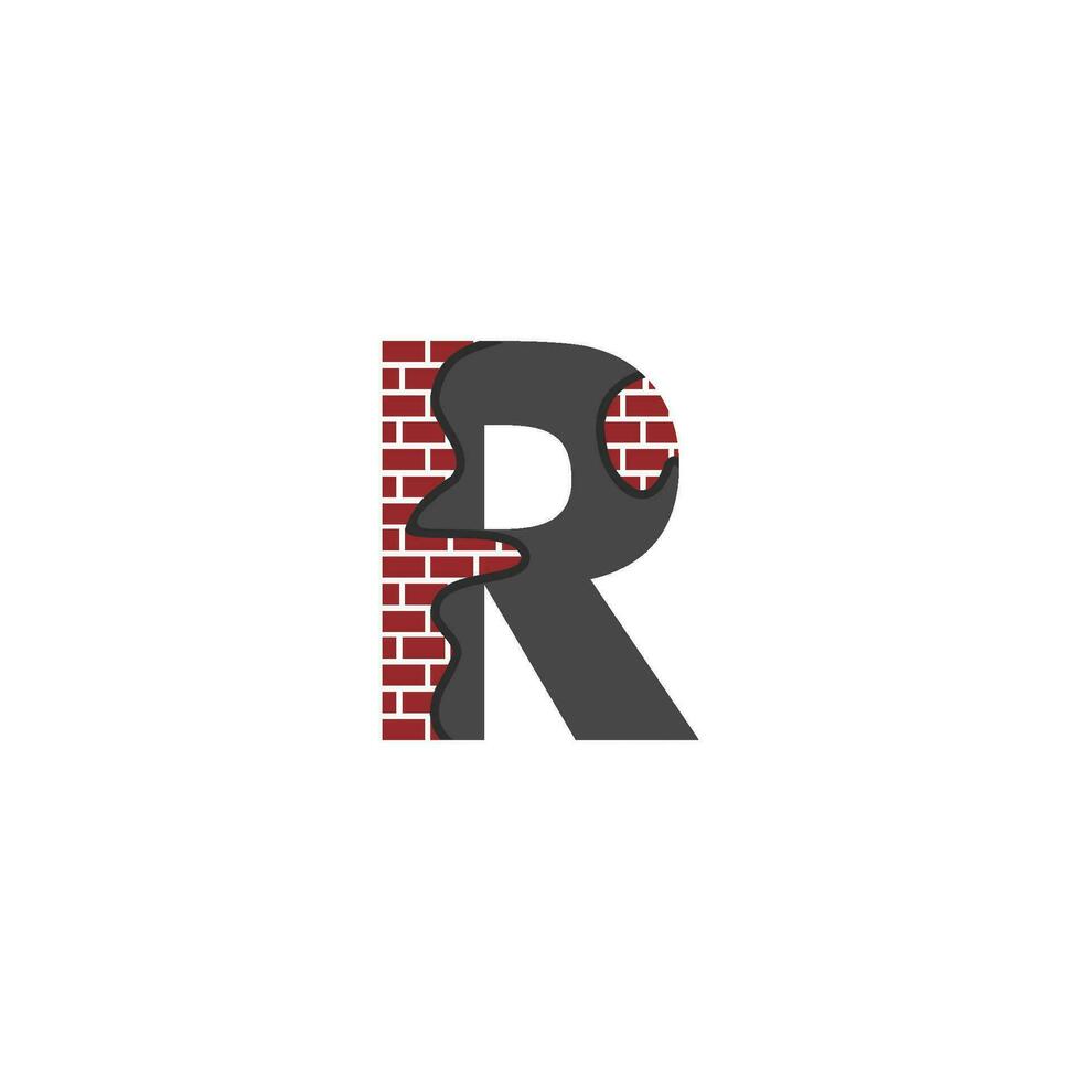 lettera r con mattone parete logo vettore design edificio azienda, creativo iniziale lettera e parete logo modello