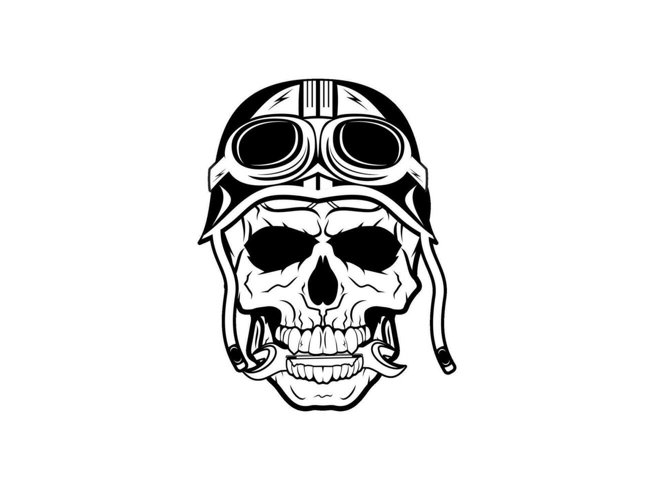 motociclo Vintage ▾ con cranio logo concetto nel nero e bianca colori isolato vettore illustrazione