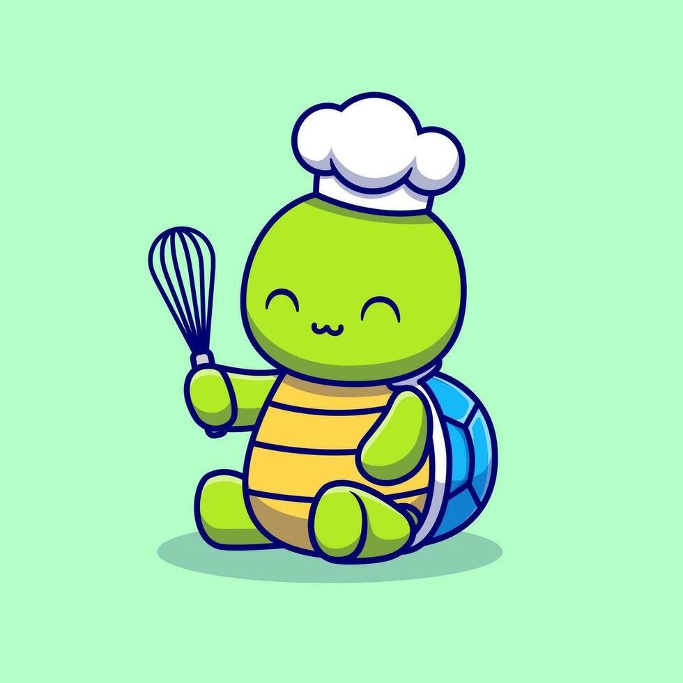 carino tartaruga capocuoco cucinando cartone animato vettore icona illustrazione. animale cibo icona concetto isolato premio vettore. piatto cartone animato stile
