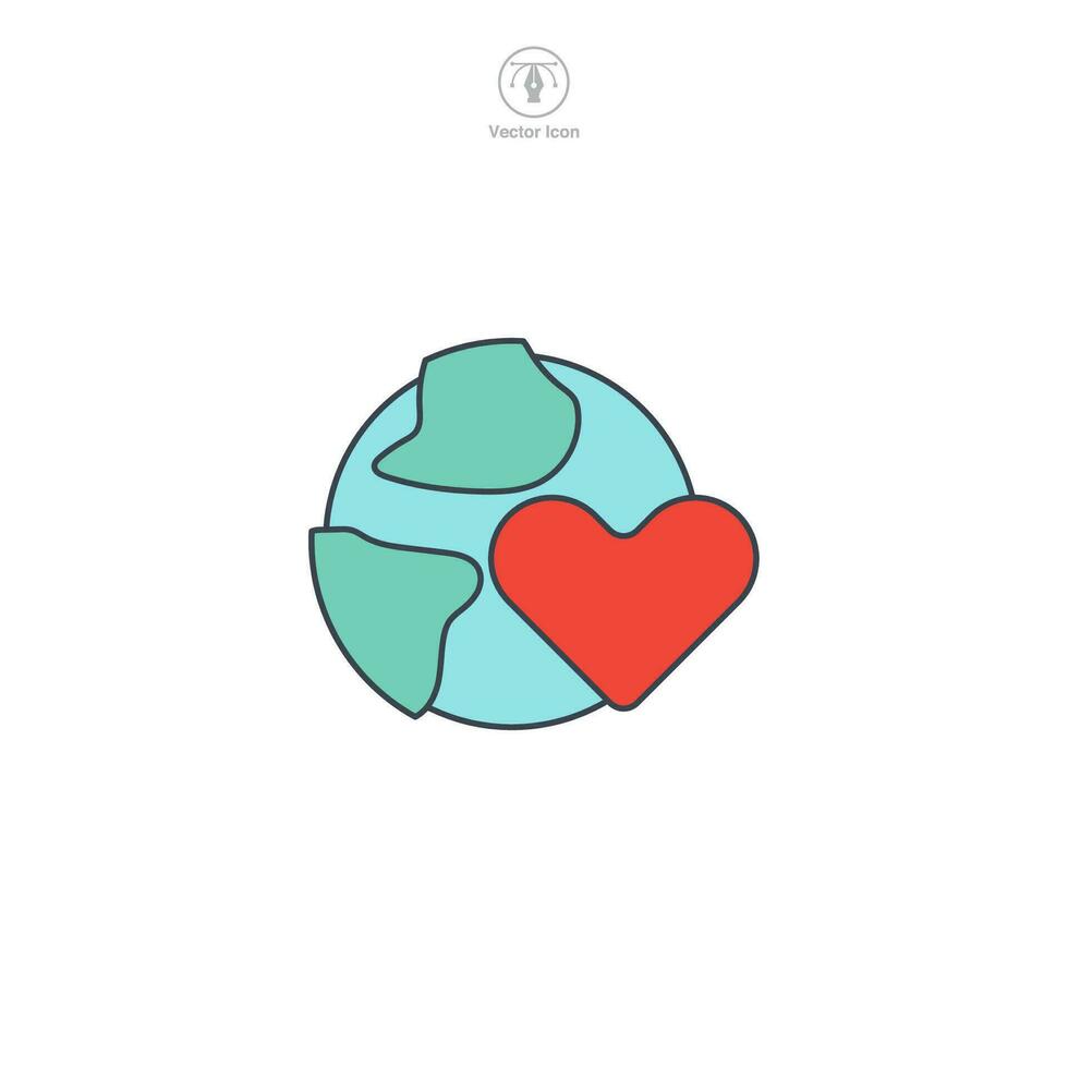 globo con cuore icona simbolo vettore illustrazione isolato su bianca sfondo