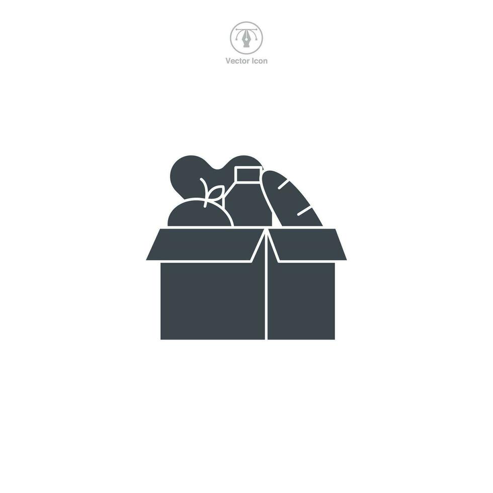 cibo donazione. scatola di cibo con cuore icona simbolo vettore illustrazione isolato su bianca sfondo