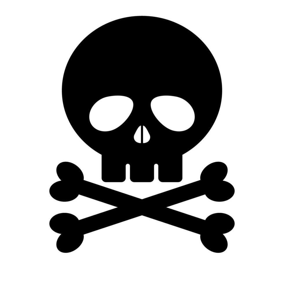 cranio e attraversare ossatura silhouette icona. Morte cranio. velenoso e pericoloso Materiale cartello. vettore. vettore