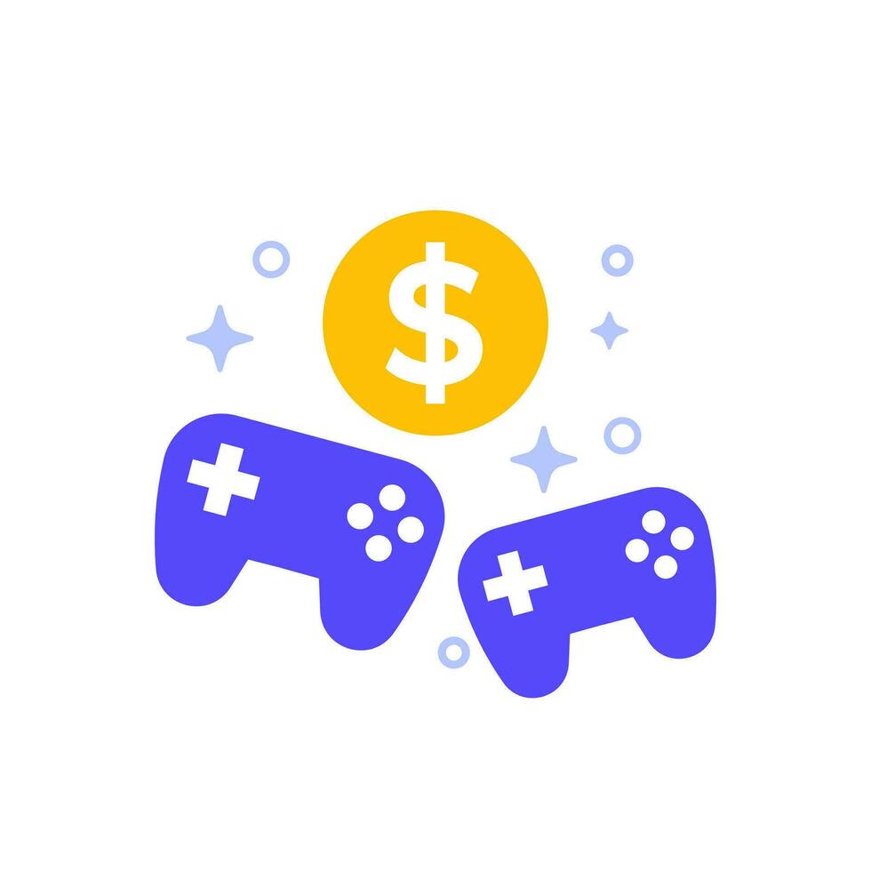 i soldi per Giochi icona con gamepad vettore