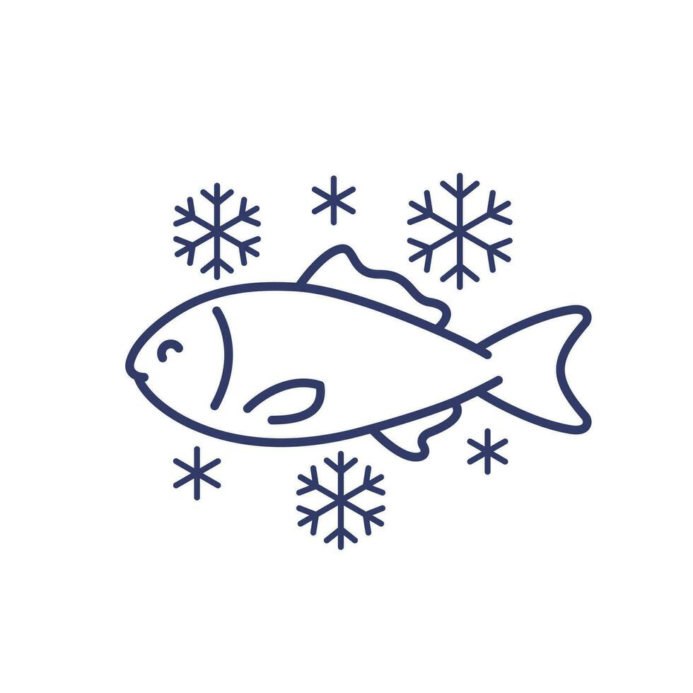 congelato pesce linea icona, vettore