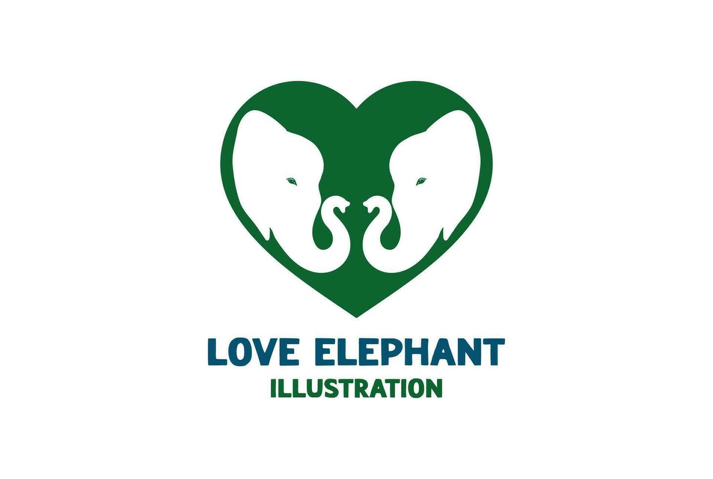 verde elefante cuore amore silhouette icona illustrazione vettore