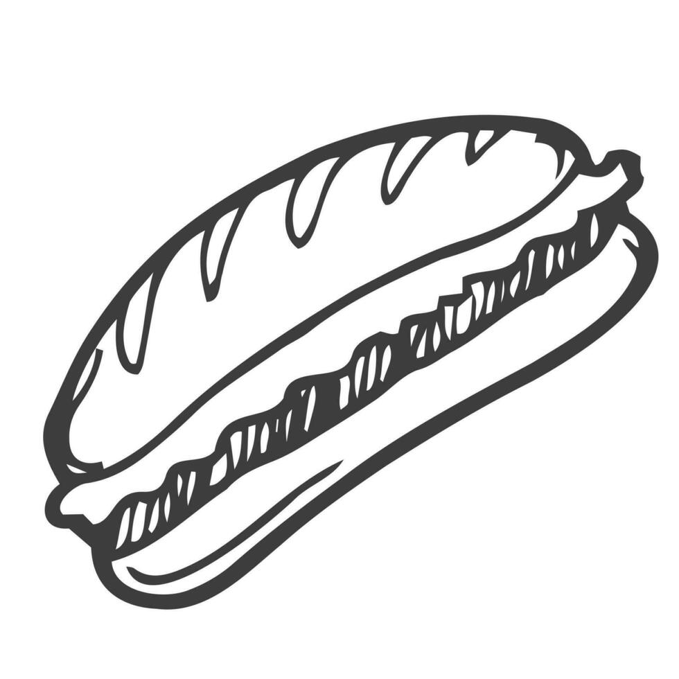 mano disegnato Sandwich vettore illustrazione. Fast food concetto