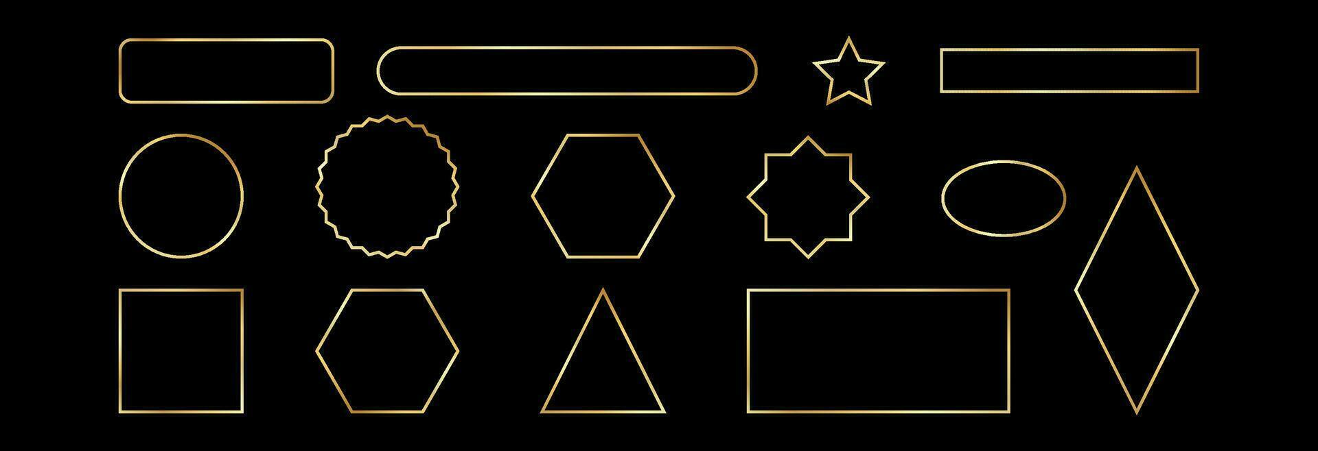 un' impostato di geometrico forme nel un' d'oro schema. vettore