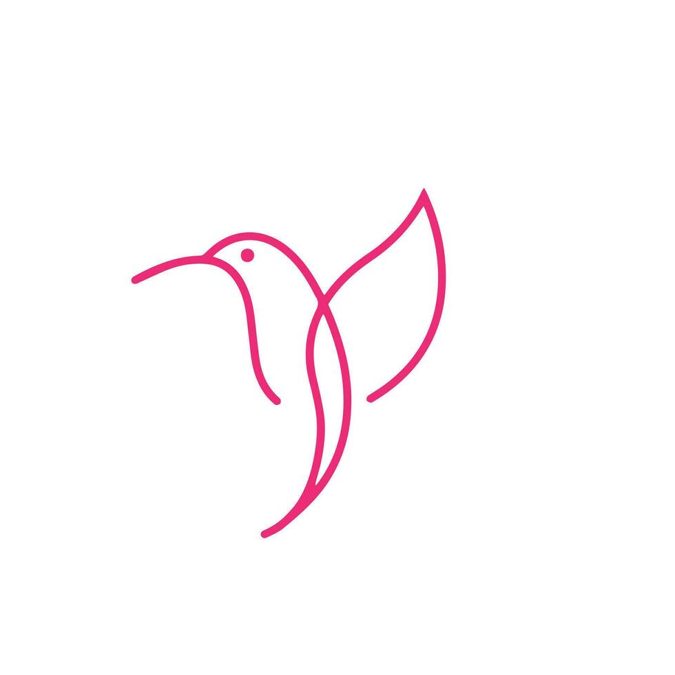 minimalista volante uccello logo. Questo logo Caratteristiche un' uccello con un' minimalista disegno, visto nel volo, con semplice Linee formatura il forma di il uccello. il logo sfondo usi un' rosa colore. vettore