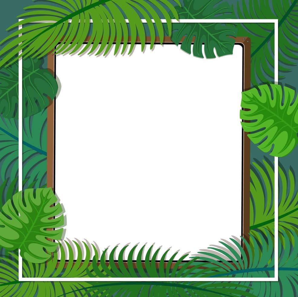 sfondo vuoto con cornice di foglie tropicali vettore