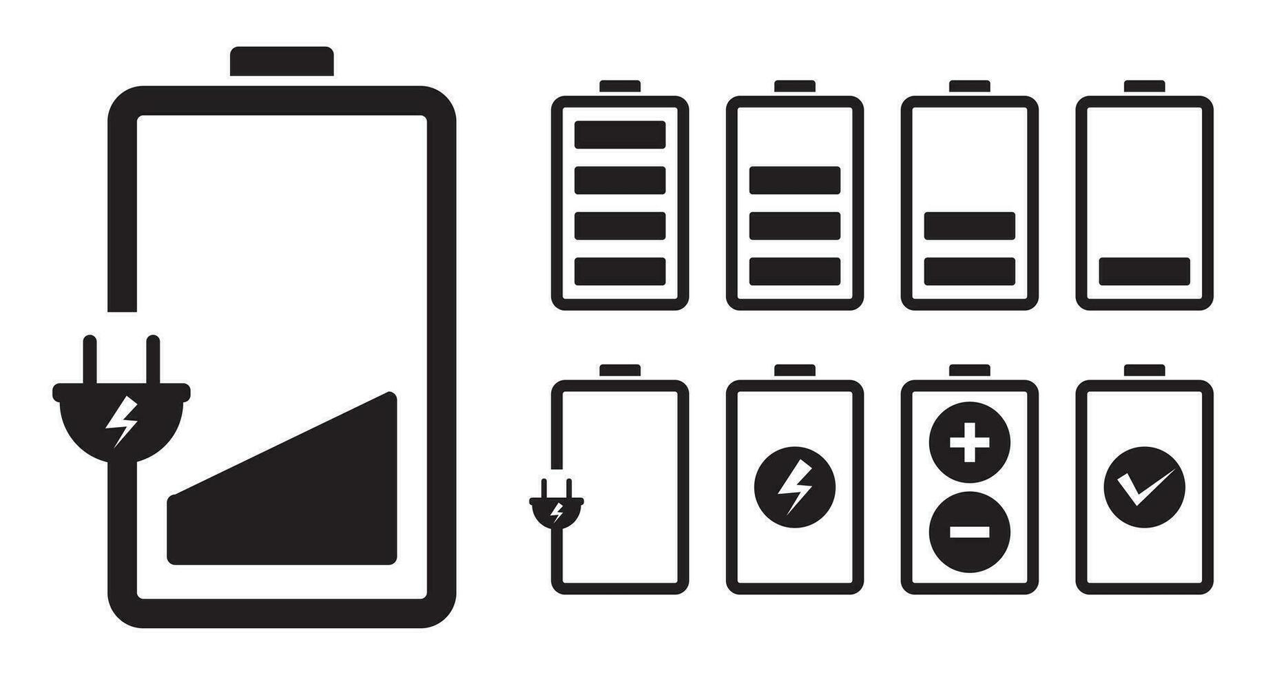 batteria ricarica caricare indicatore icona. livello batteria energia su bianca sfondo vettore