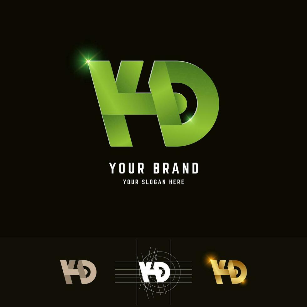 lettera kd o ykd monogramma logo con griglia metodo design vettore