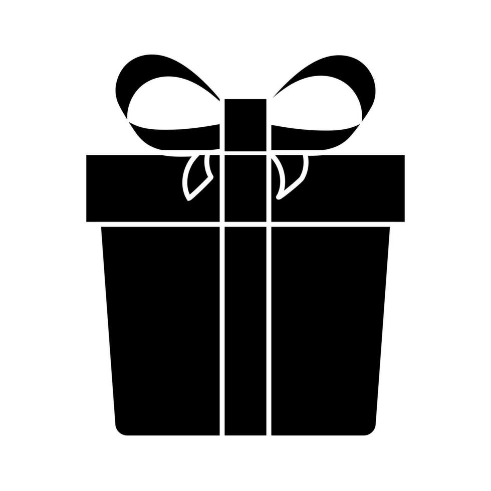 regalo scatola silhouette icona con un' bianca sfondo. premio pacchetto. vettore illustrazione elemento