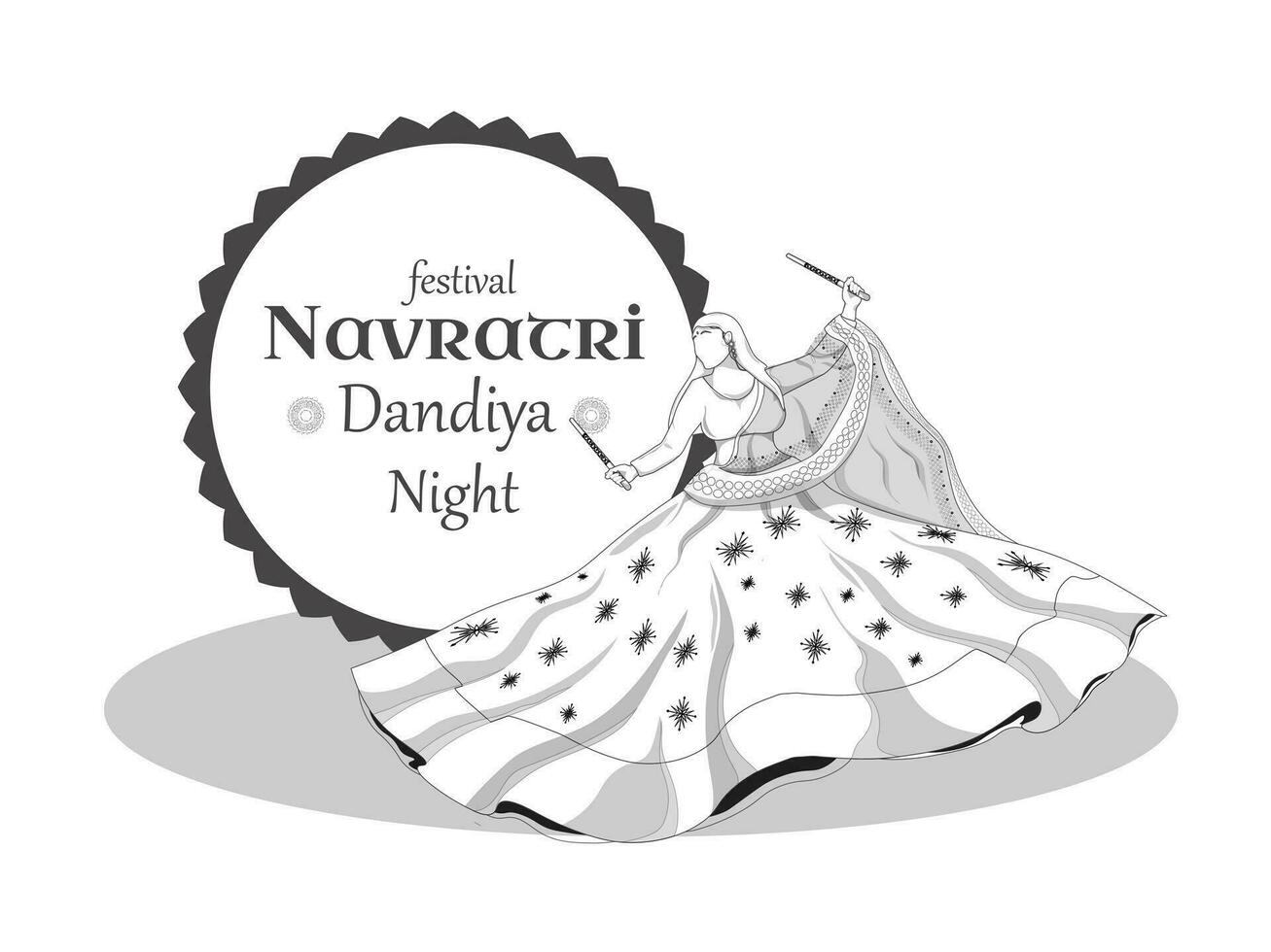 illustrazioni per il Navratri Festival. ragazze danza nazionale balli. contento Durga puja. garba notte. vettore