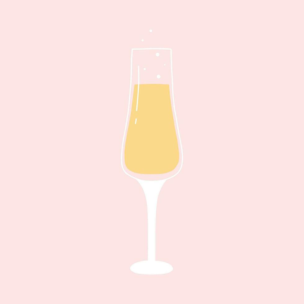 un' bicchiere di Champagne. vettore illustrazione. isolato bicchiere con spumeggiante Champagne.