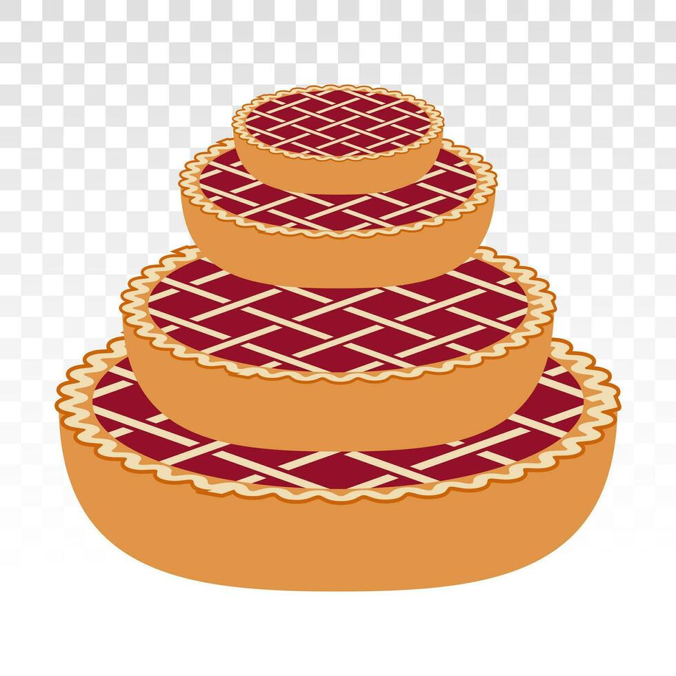 pila di Mela torta torte o ciliegia torta - piatto icone per applicazioni e siti web vettore