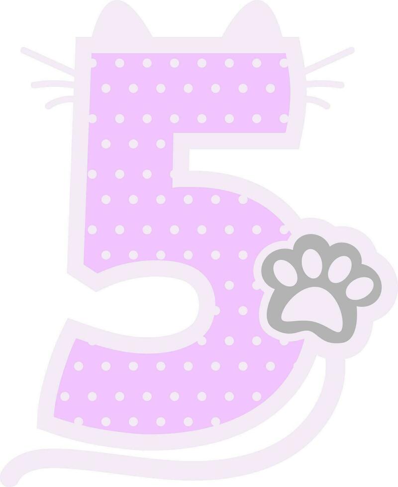 gatto numerazione per compleanno festa ornamento animale font vettore