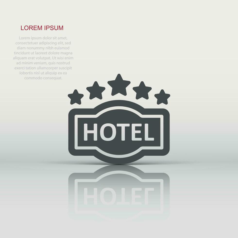 Hotel 5 stelle cartello icona nel piatto stile. Locanda vettore illustrazione su bianca isolato sfondo. ostello camera informazione attività commerciale concetto.