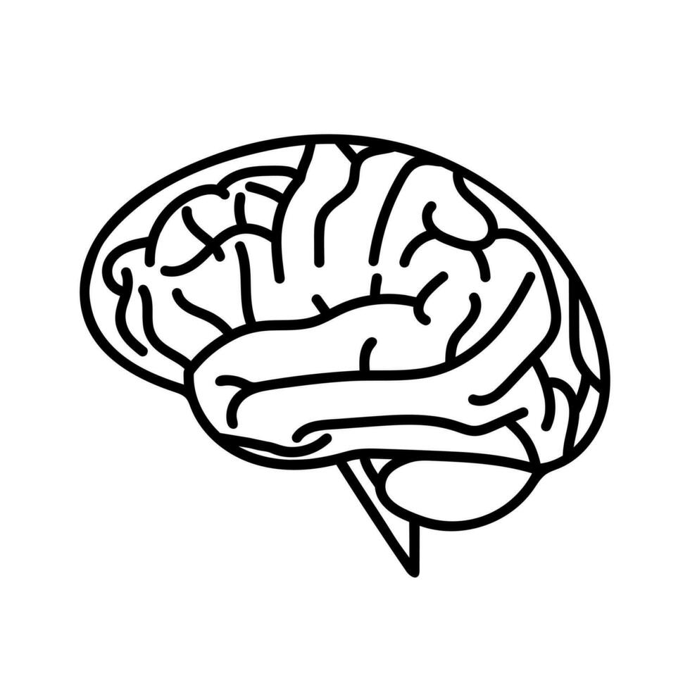 umano cervello icona con magro linea stile. creare idee. di brainstorming vettore