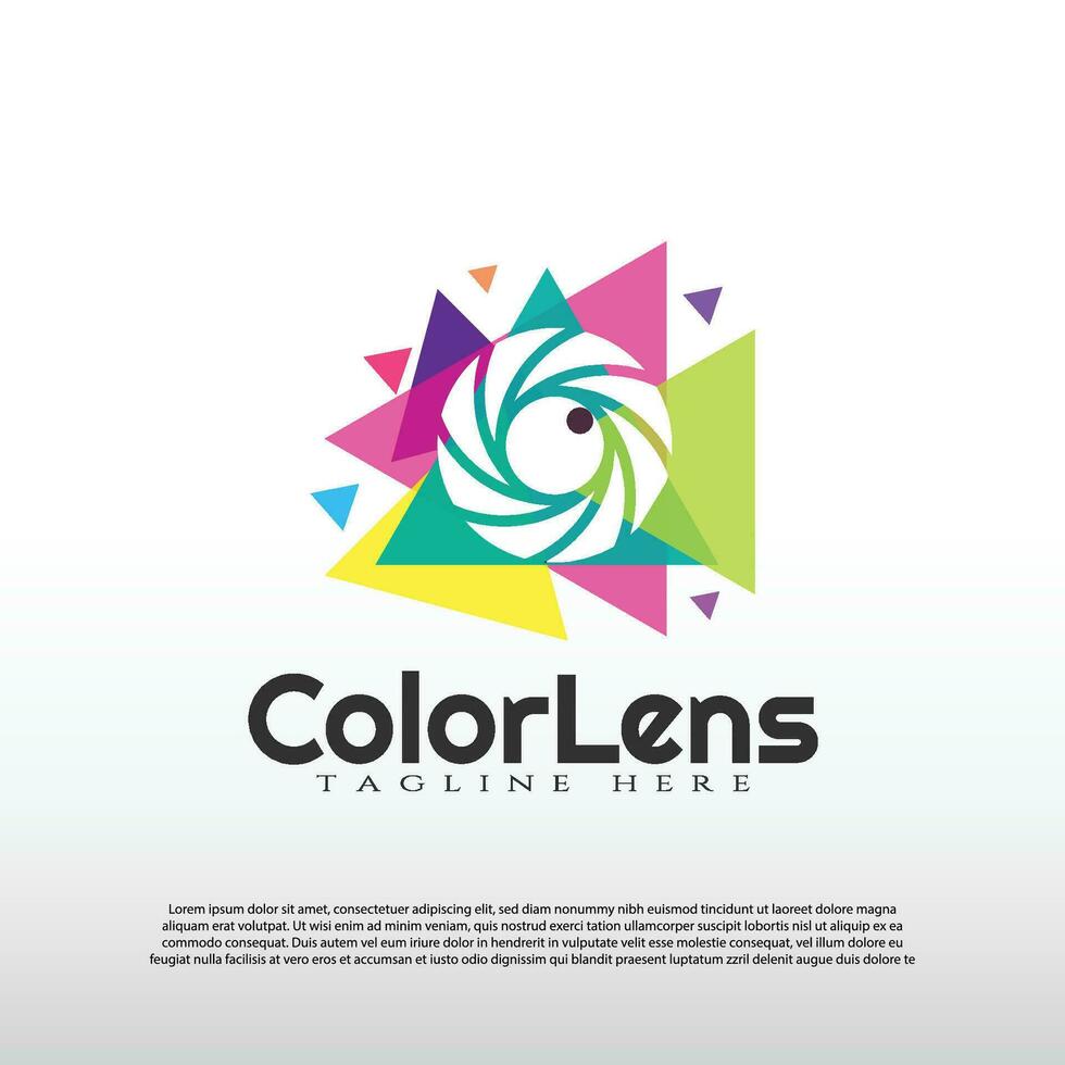 colore lente logo disegno, tecnologia fotografia icona, illustrazione elemento-vettore vettore