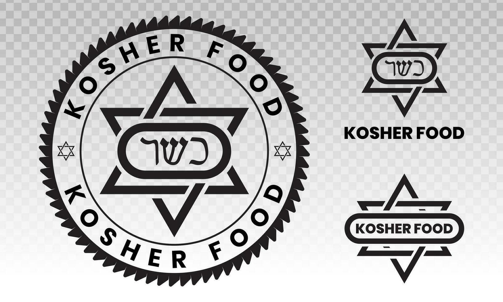 kosher certificazione Alimenti francobollo, etichetta, etichetta o piatto icone per applicazioni o siti web vettore