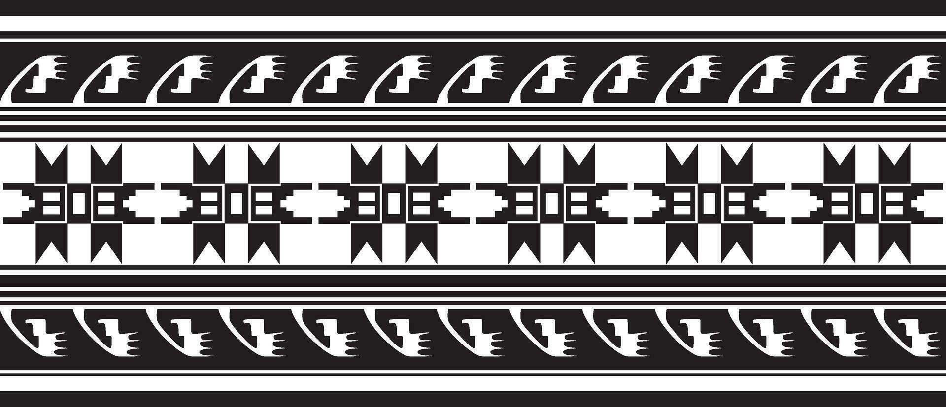 vettore monocromatico senza soluzione di continuità ornamento di nativo americani, aztechi. infinito confine di il tribù di Sud e centrale America.