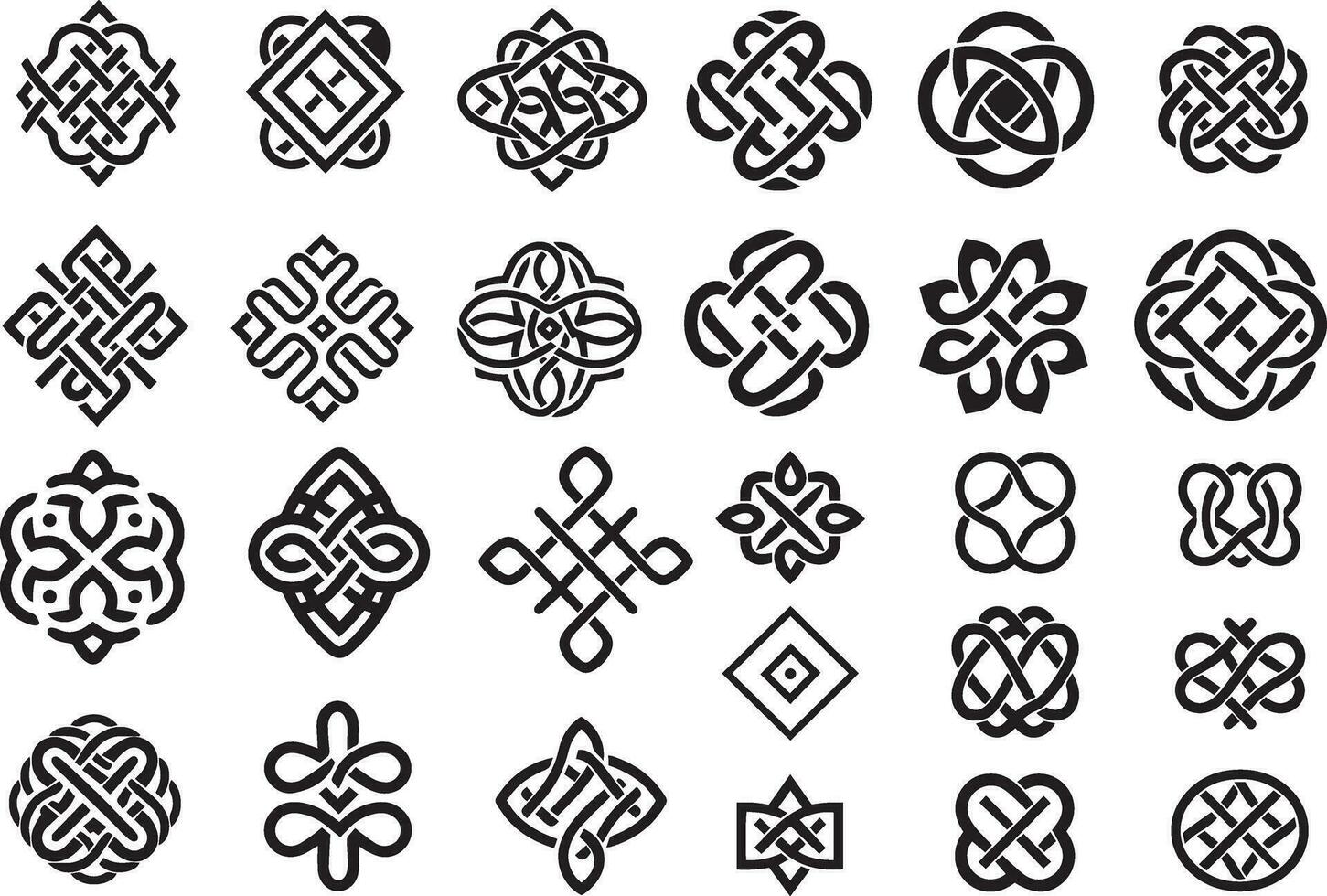 impostato di antico celtico knotwork modelli e simboli vettore