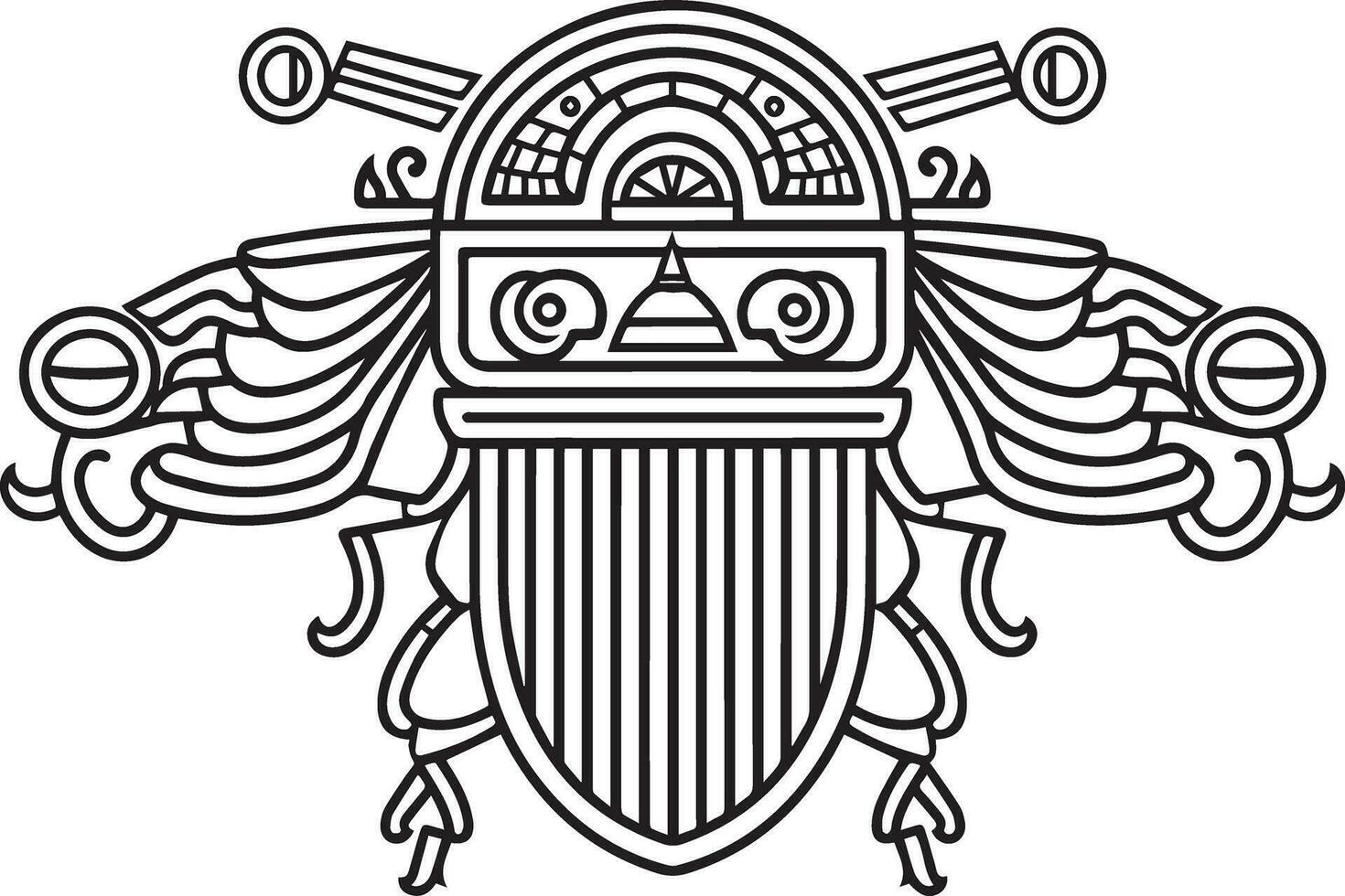 egiziano scarabeo scarafaggio con decorativo elementi vettore illustrazione