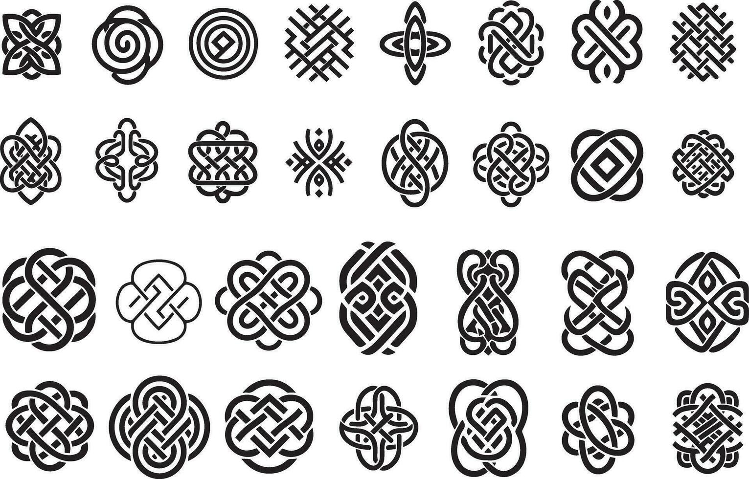 impostato di antico celtico knotwork modelli e simboli vettore