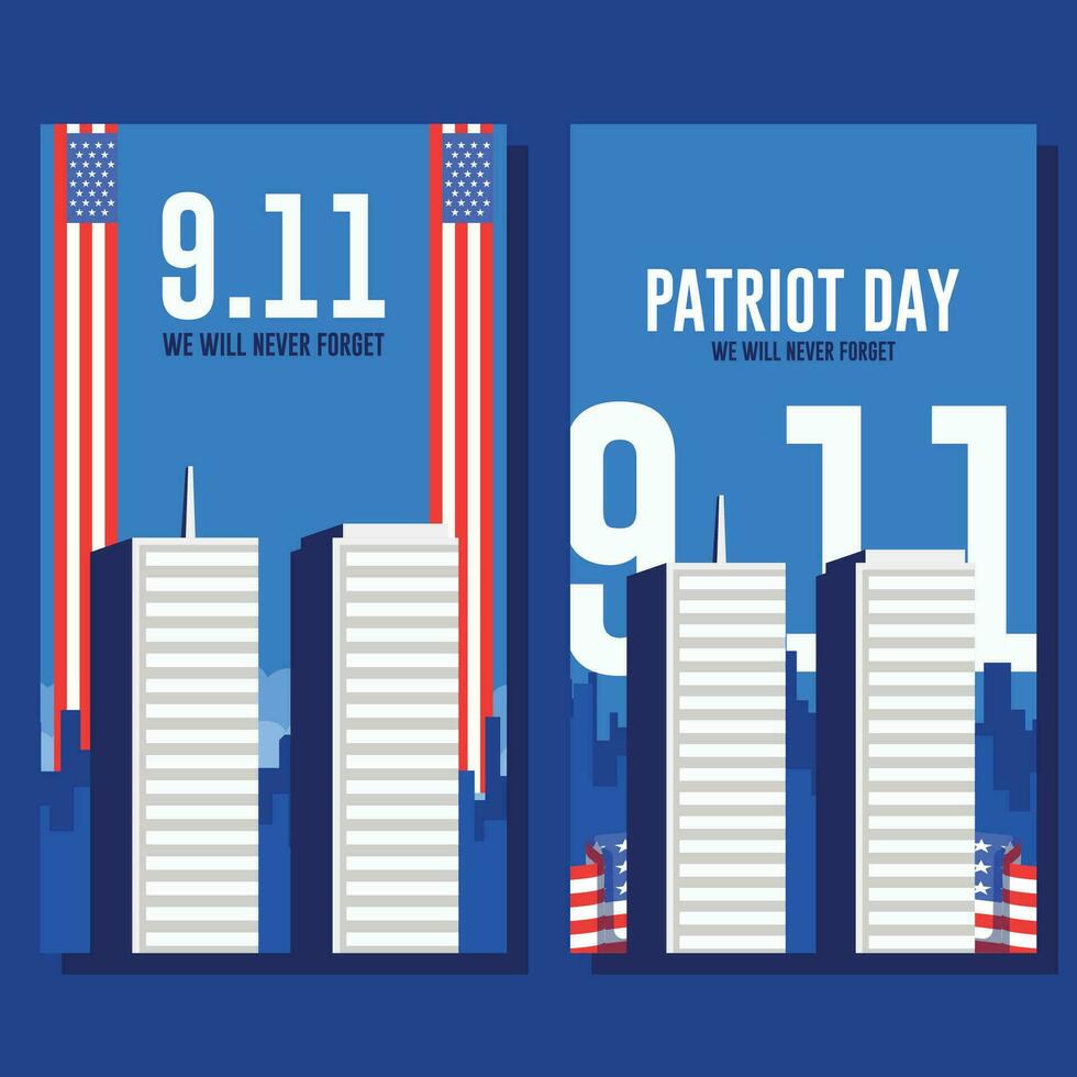 9 11 patriota giorno piatto verticale bandiera sfondo modello vettore