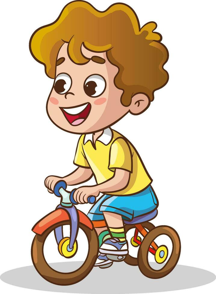 vettore illustrazioni di carino bambino equitazione bicicletta