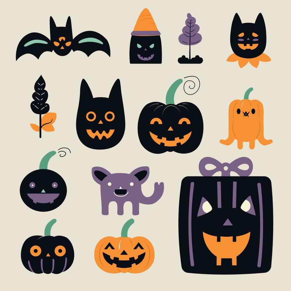 impostato di piatto Halloween clipart vettore