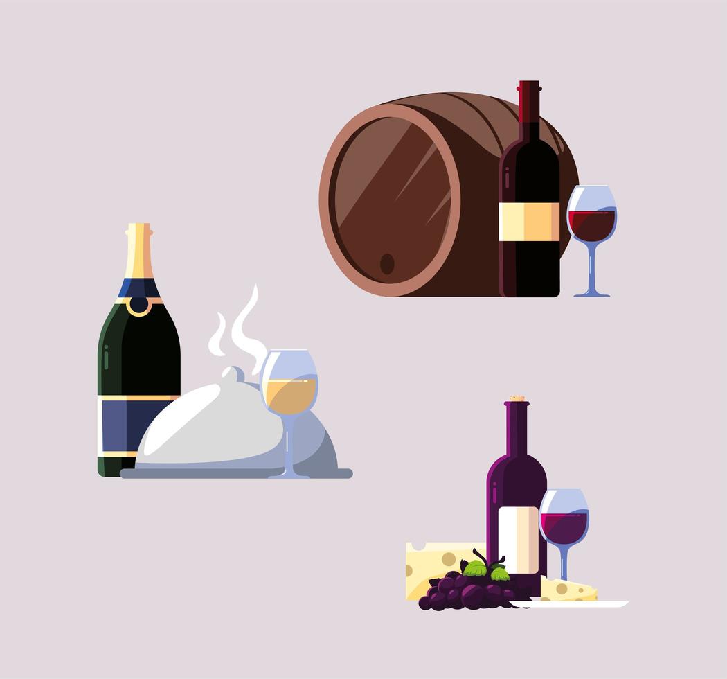 set di icone giornata nazionale del vino vettore