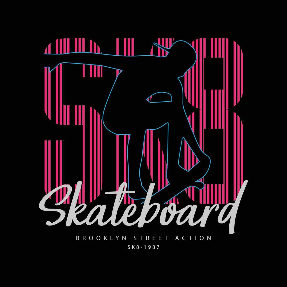 skateboard illustrazione tipografia per t camicia, manifesto, logo, etichetta, o abbigliamento merce. vettore