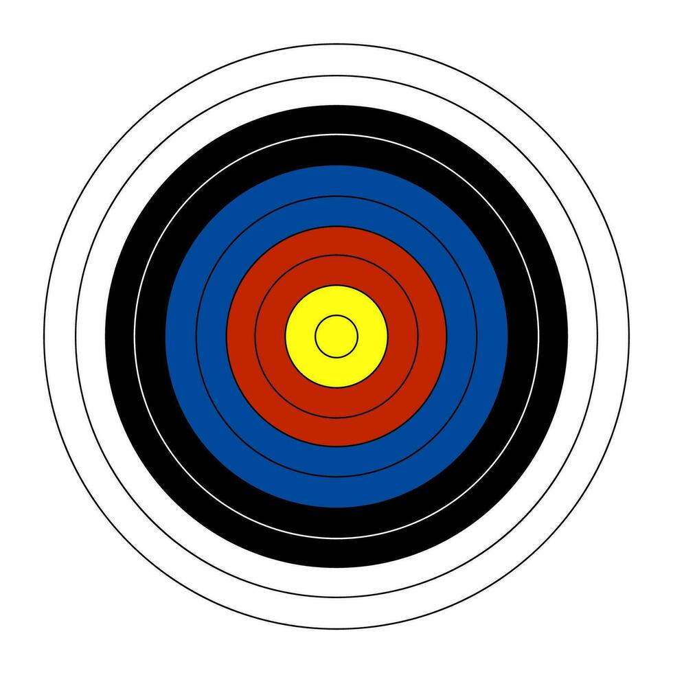 gli sport colore bersaglio per tiro con l'arco frecce. attrezzatura per gli sport gare. vettore