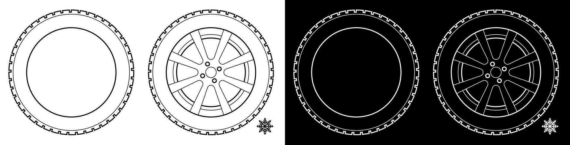 ruota con pneumatico e inverno gomma da cancellare Filo. inverno pneumatici per il macchina. guida su scivoloso strada. guida sicurezza. vettore