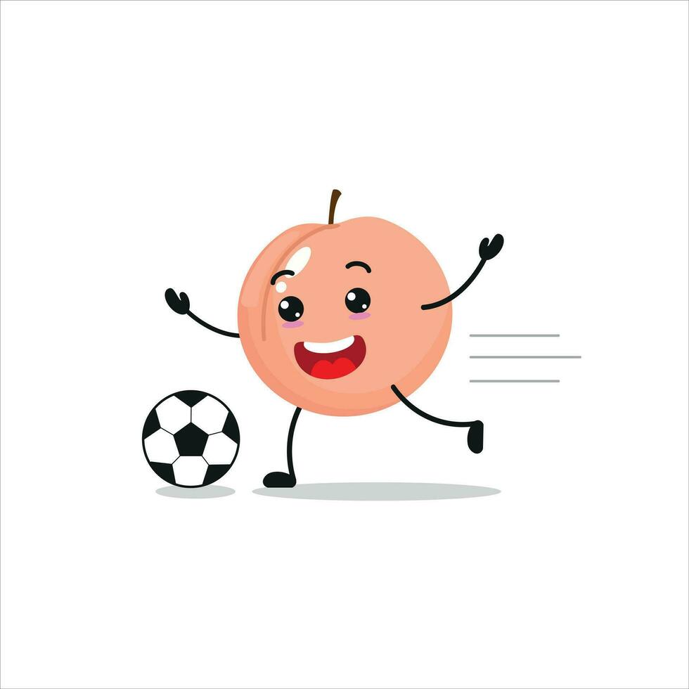 carino e divertente pesca giocare calcio. frutta fare fitness o gli sport esercizi. contento personaggio calcio Lavorando su vettore illustrazione.