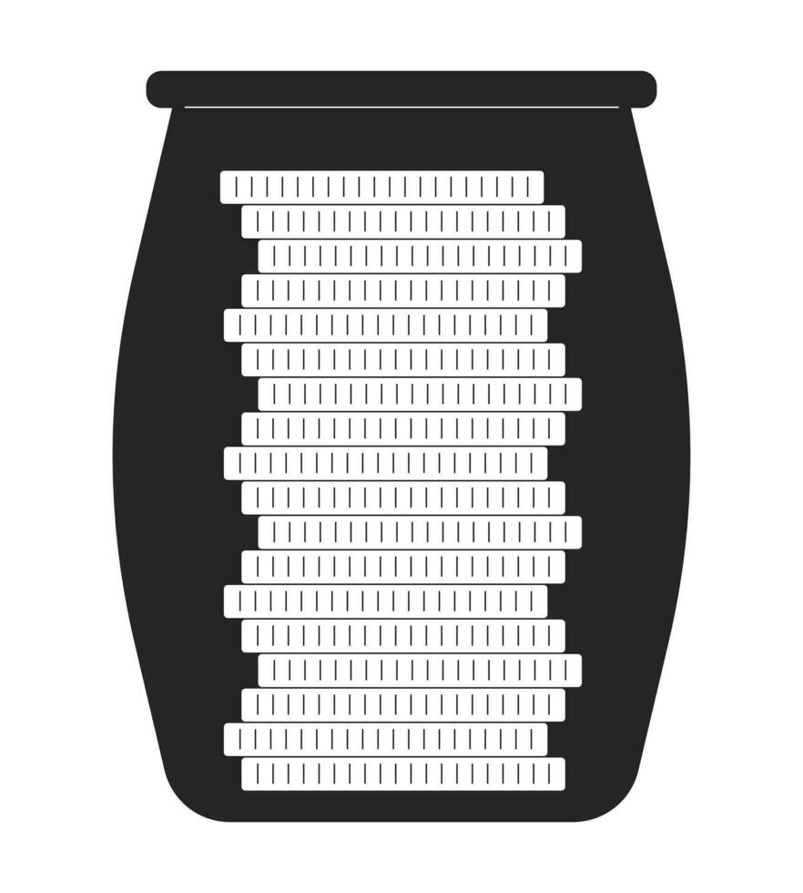 d'oro monete nel bicchiere vaso piatto monocromatico isolato vettore oggetto. risparmio. finanza. modificabile nero e bianca linea arte disegno. semplice schema individuare illustrazione per ragnatela grafico design