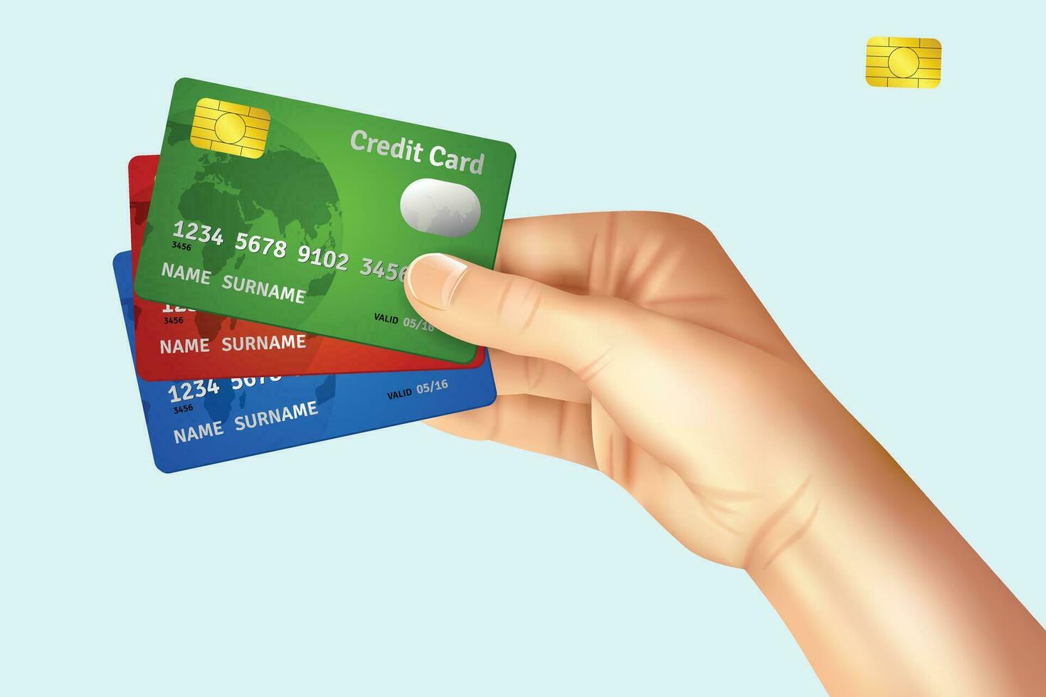 gratuito vettore un' mano Tenere credito carte