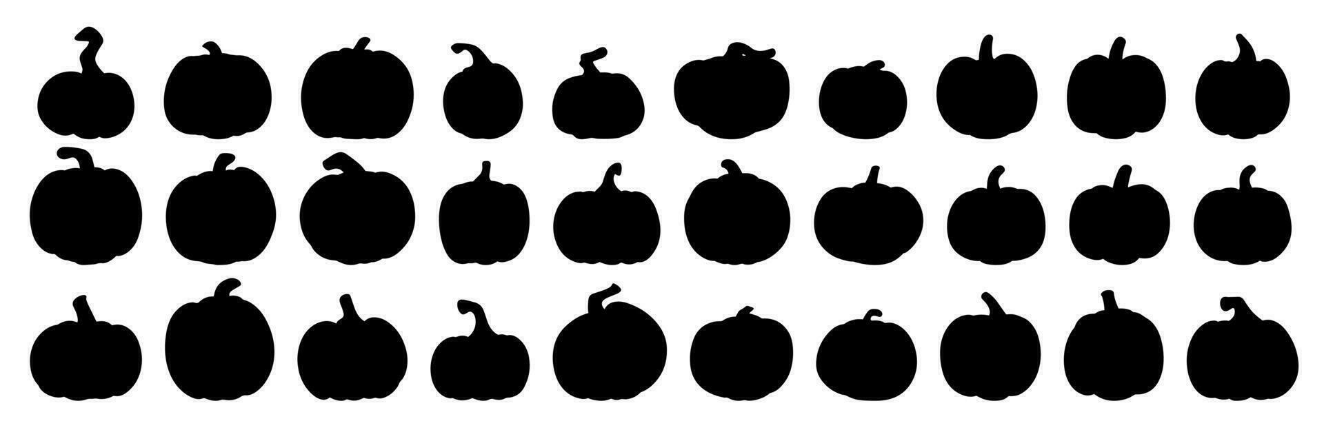 grande collezione di zucca silhouette. grande impostato di zucca silhouette. vettore illustrazione