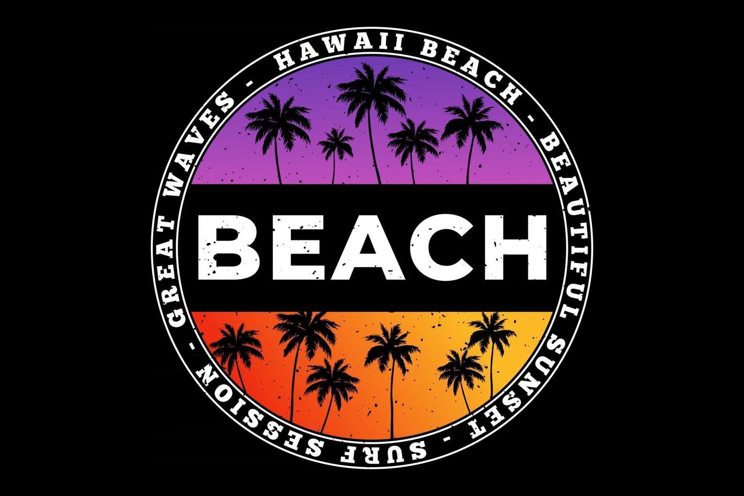 t-shirt hawaii beach surf bellissimo design sfumato vettore